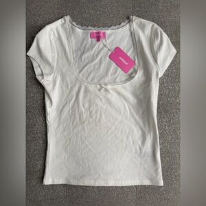 Edikted Priscilla Lace Trim T Shirt